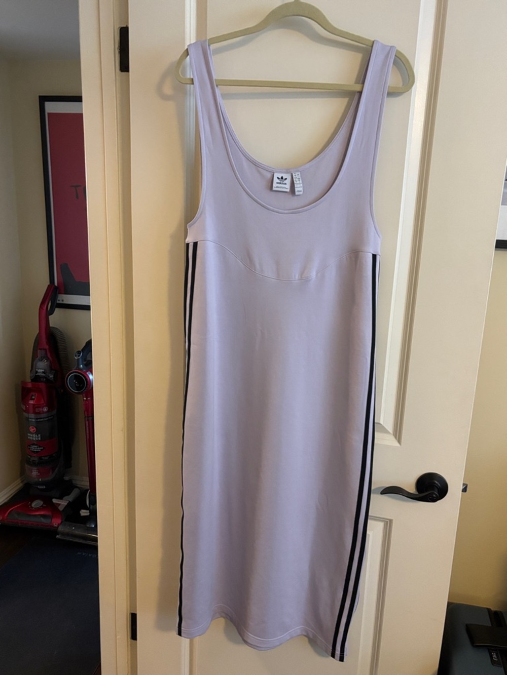 adidas Lavender Midi Dress with Black Stripes